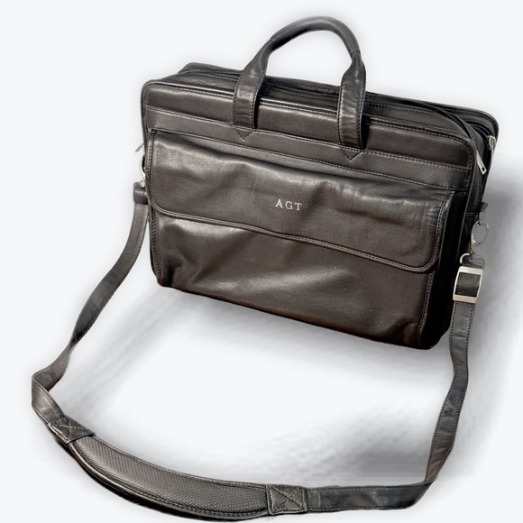 Vintage Dilana Black Leather Briefcase Laptop Bag Premium Soft Leather Luxury - Picture 1 of 5